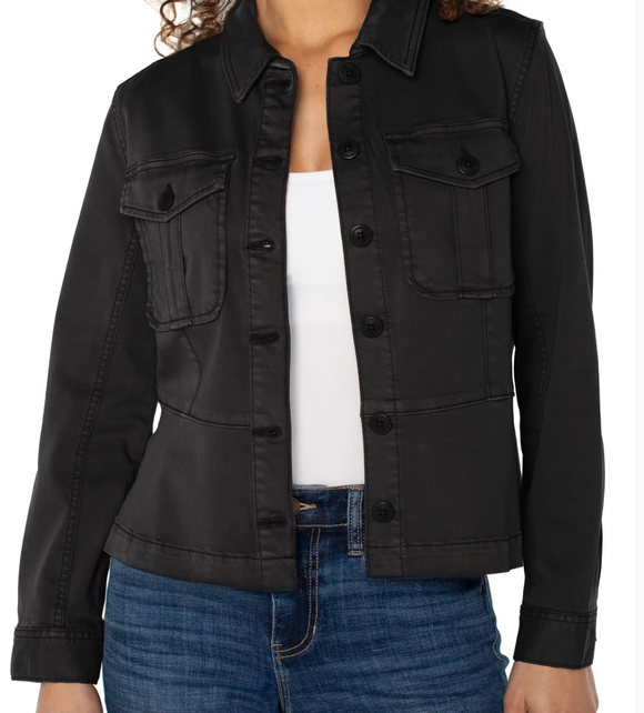 Peplum Hem Trucker Jacket