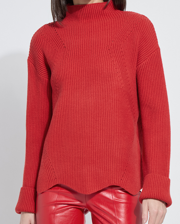 Hyacinth Rib Scallop Edge Sweater
