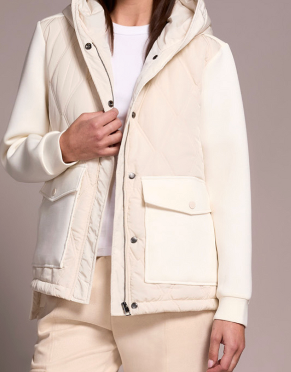 Quilted Front Jacket with Hood