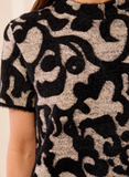 Short Sleeve Crew Neck Jacquard Sweater Dress