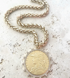 French Coin Necklace Matte Gold Boutique