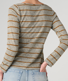 Long Sleeve Boat Neck Knit Top with Twist Detail