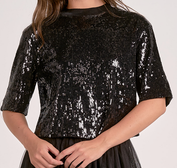 3/4 Sleeve Sequin Top