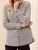 Long Sleeve Button Front Shirt with Side Panels
