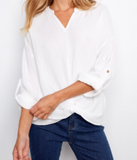 Bubble Cotton Blouse With Front Twist