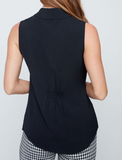 Sleeveless Button Front Blouse