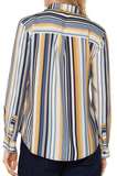 Button Front Striped Woven Blouse