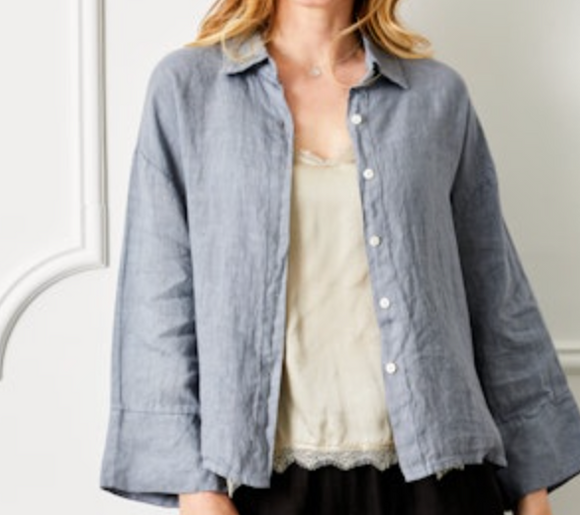 Lago Hi Lo Linen Shirt with Wide Sleeves