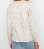 Printed Long Sleeve V-Neck Sweater