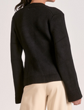 Button Front Flare Sleeve Sweater