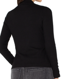 Long Sleeve Mock Neck Top with Button Detail