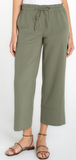 Pull On Tie Waist Wide Leg Ankle Pant
