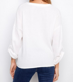 Bubble Cotton Blouse With Front Twist