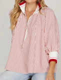 3/4 Zip Striped Top