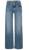 Charlotte High Rise Wide Leg Side Inset Raw Hem Jean