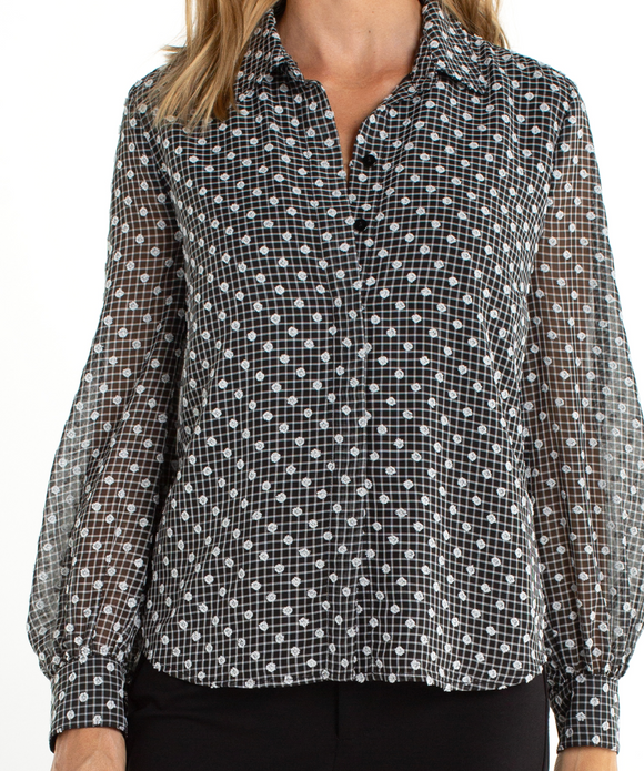 Collared Blouse with Sleeve Tie Detail
