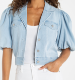 Puff Sleeve Cropped Trucker Jacket