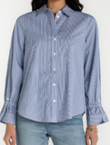 Adjustable Sleeve Button Front Top
