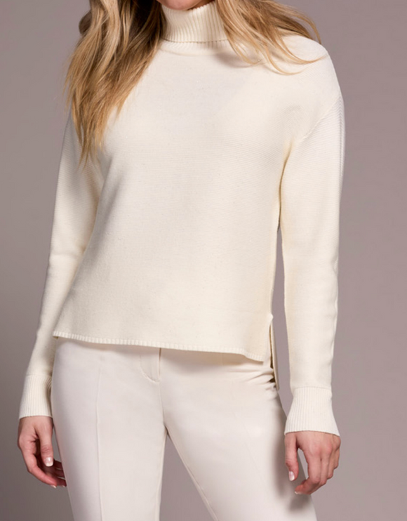 Turtleneck Hi Low Sweater with Side Slits