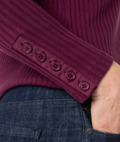 Long Sleeve Mock Neck Top with Button Detail