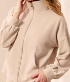 L/S Zip Neck Cardigan with Pocket
