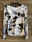 Long Sleeve V-Neck Top with Lettuce Trim Detail