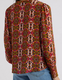 Split Neck Top with Smocked Cuffs