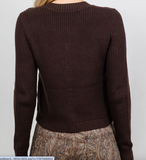 Suede Trim Shaker Cardigan