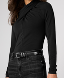 Long Sleeve Wrap Neck Knit Top