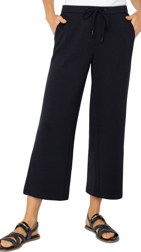 Pull On Wide Leg Crop Trouser Travel Pant