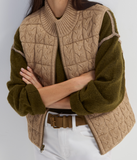 Sleeveless Reversible Zip Front Quilted Sweater Vest