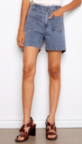 Stretch Denim Shorts With Patch Pockets