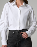Long Pleated Sleeve Button Front Knit Shirt
