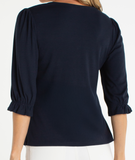 Elbow Sleeve Notch Top