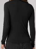 Long Sleeve Wrap Neck Knit Top