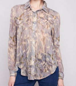 Long Sleeve Button Down with Front Tie
