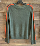 Crew Neck Sweater with Racer Stripe