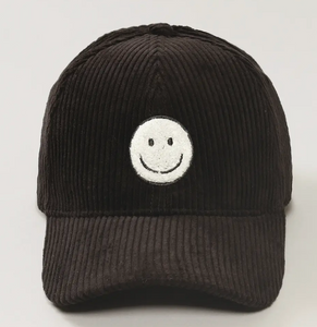 Corduroy Happy Face Baseball Cap