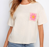 T-Shirt With Crochet Chest Pocket