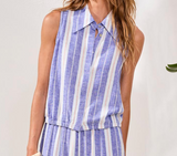 Hidden Placket Shirt with Elastic Waist