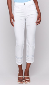 Embroidered Hem Jeans