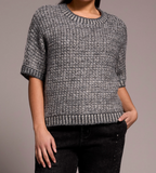 Crew Neck Cap Short Sleeve Sweater
