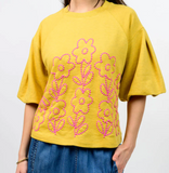 CrewNeck Top with Floral Embroidery