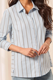 Long Sleeve Button Front Shirt with Side Panels