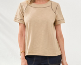 Short Sleeve Dotted Lace Top