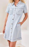 Denim Shirt Dress with Pockets