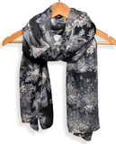 Black Lush Foliage Scarf