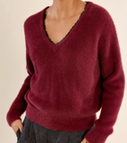 V-Neck Sweater With Lace Detail