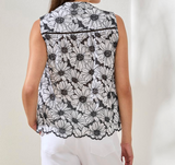 Sleeveless Button Front Floral Blouse