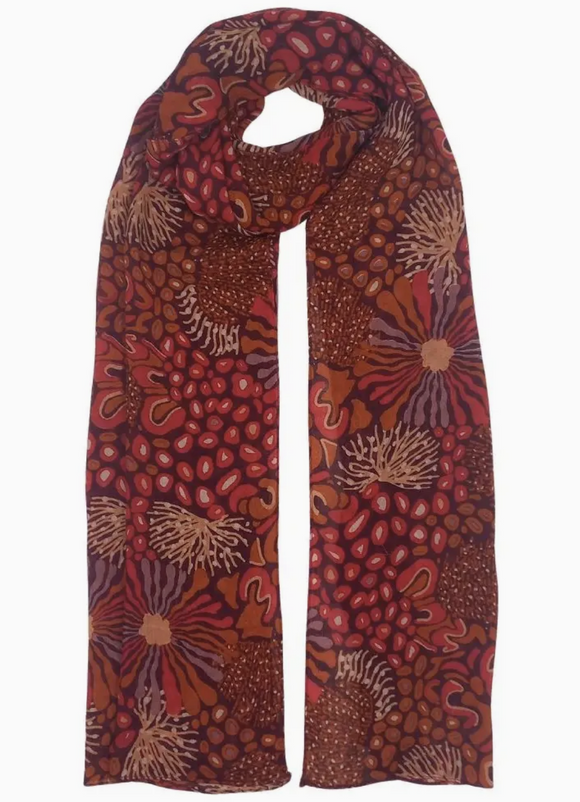 Red Floral Burst Scarf